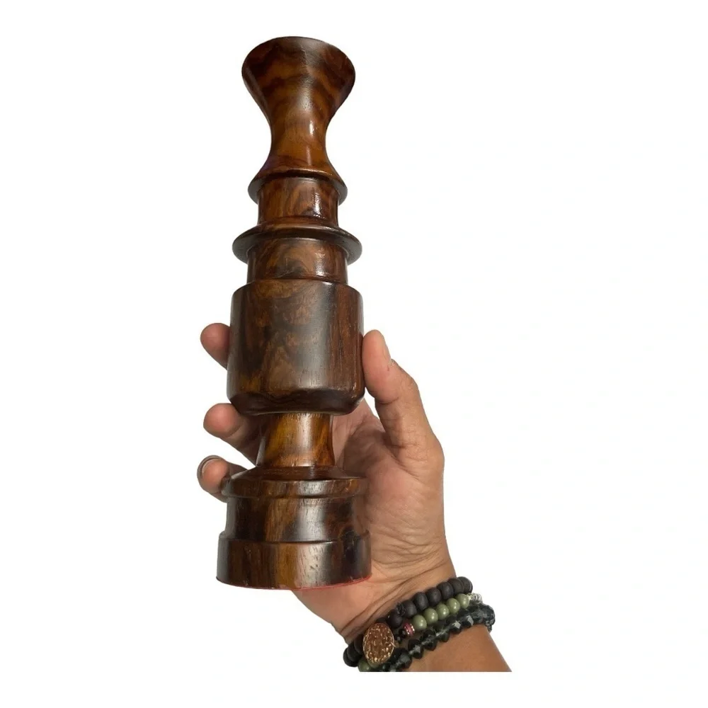 Ebony corner hand turned vintage wood bud vase 9.5” Tall - Picture 2 of 11